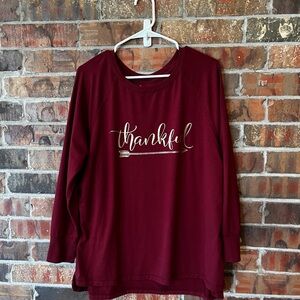 State of Mind “Thankful” Burgundy Long Sleeve Top Women’s Size:M